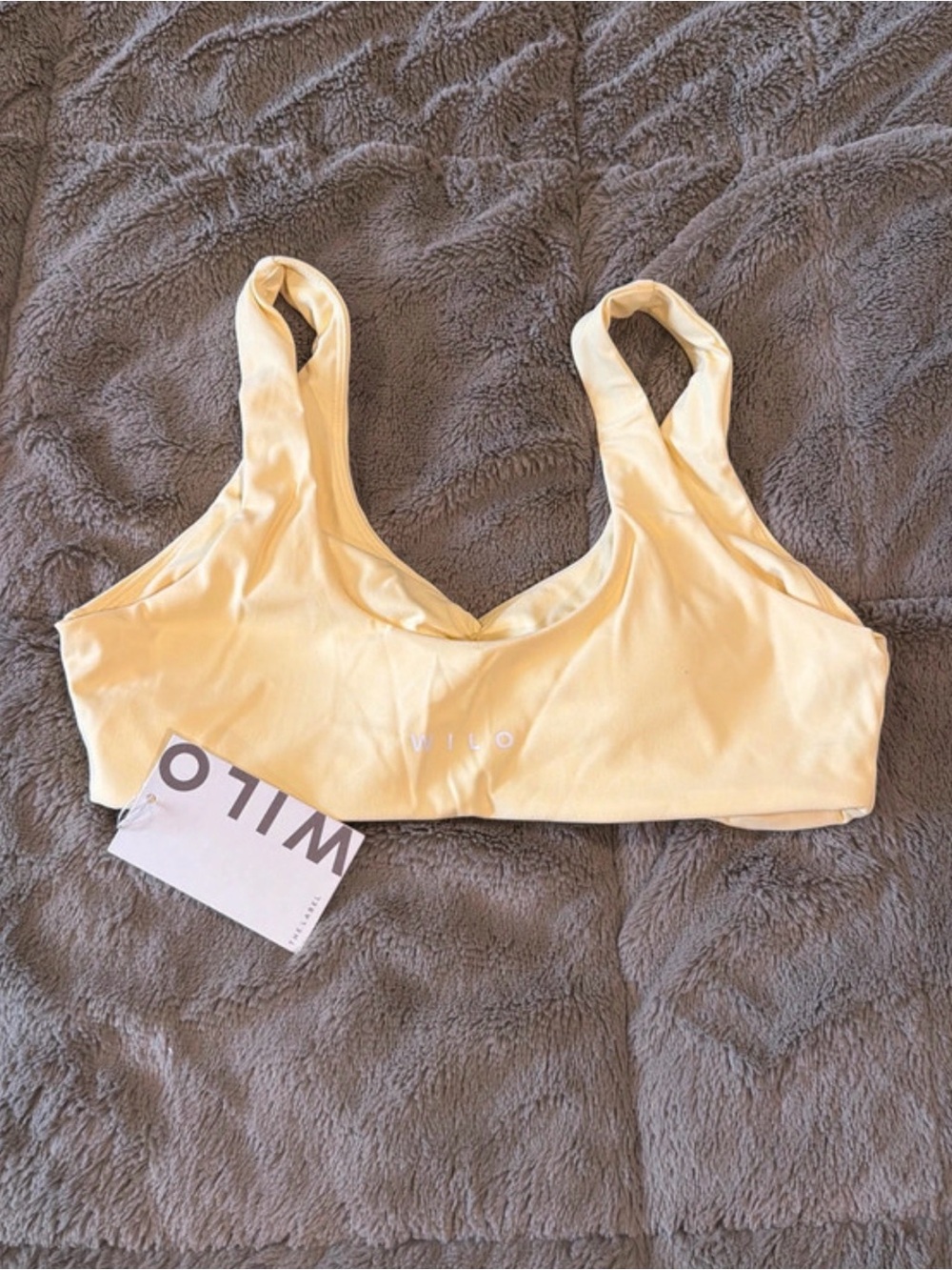 Wilo Women's Pale Yellow Ruched Bralette and Short Set - Picture 4 of 5
